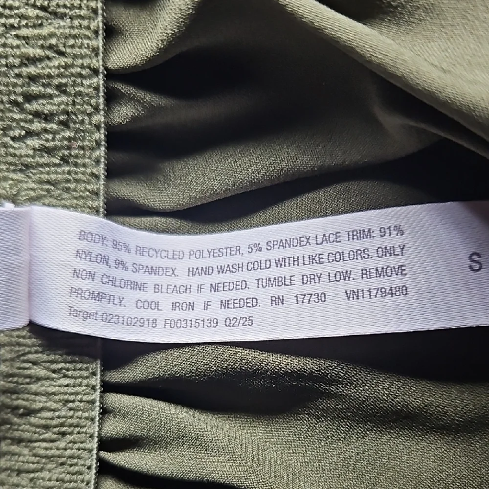Auden Moss Green Satin Slip with Black Lace Detail